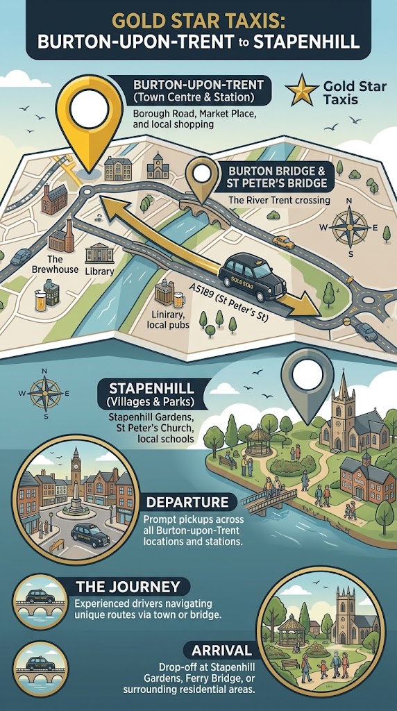 Stapenhill Taxi Services map